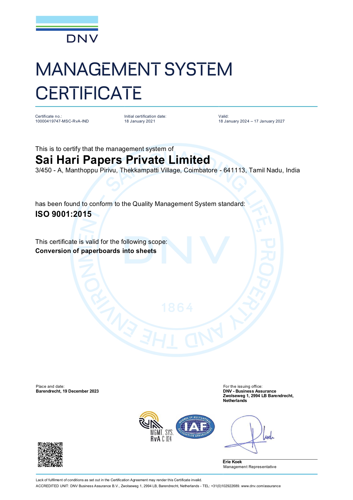  Certificate